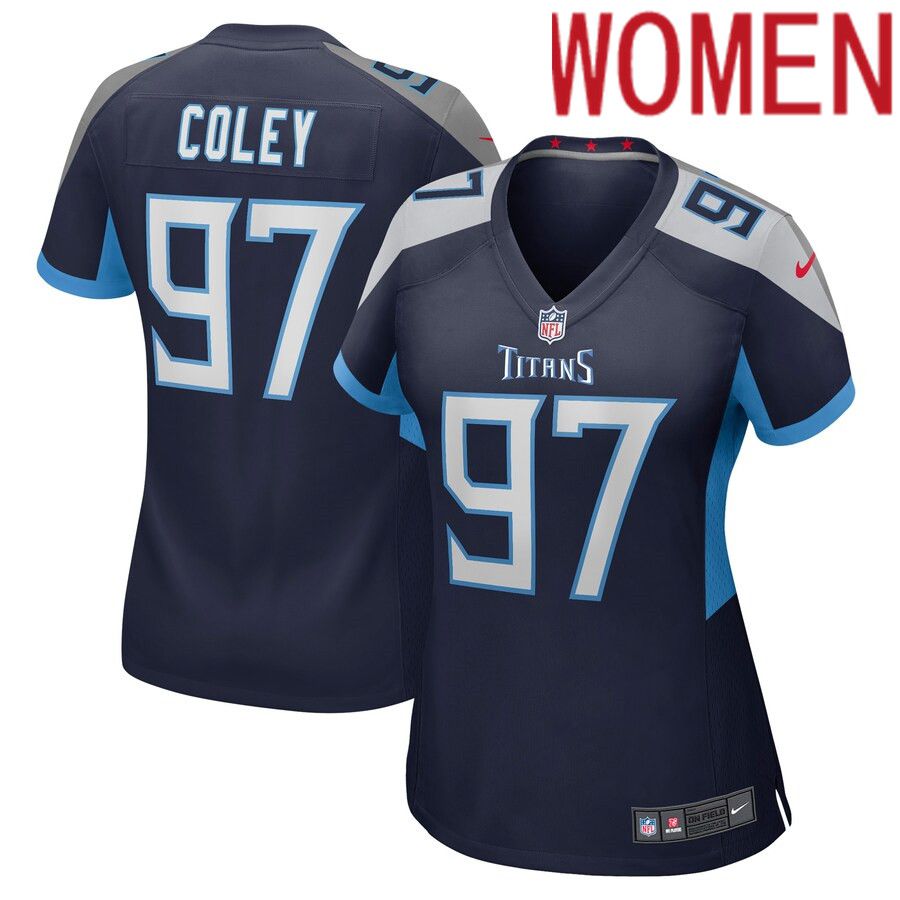 Women Tennessee Titans 97 Trevon Coley Nike Navy Game NFL Jersey
